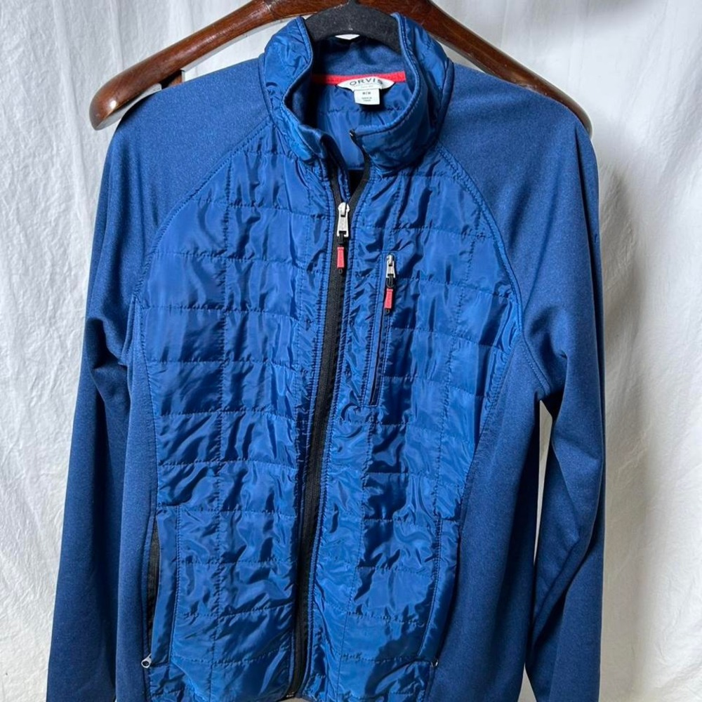Orvis Classic Collection Quilted Mens Full Zip Jacket Royal Blue‎ Size medium